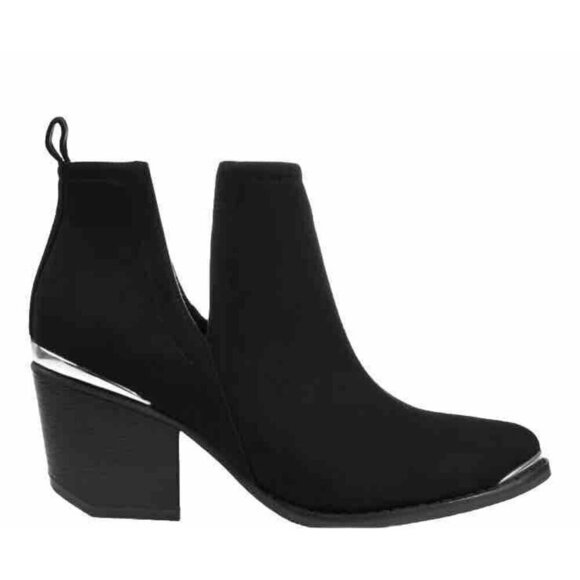 JOURNEE COLLECTION Black Issla Almond Toe Block Heel Slip On Booties Size 6.5 - Picture 2 of 16